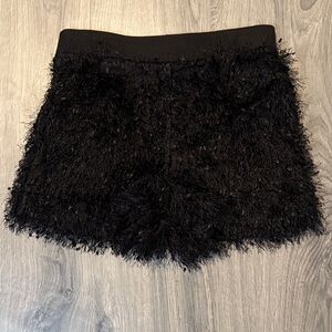 High Waist Black Fuzzy Women Shorts
